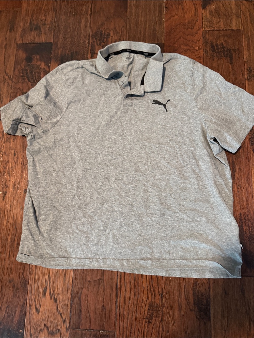 Puma Men’s Heather Gray Short-Sleeve Polo with Black Logo